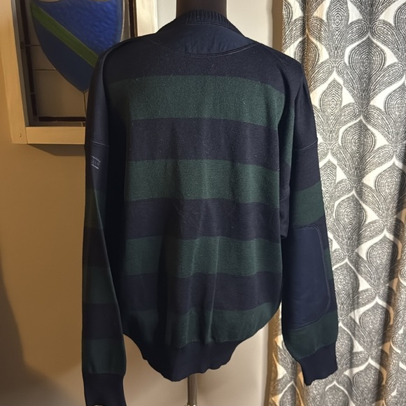 Blue Drake Green & Navy Striped Wool Blend Crew Neck Sweater SZ Large - Picture 6 of 9